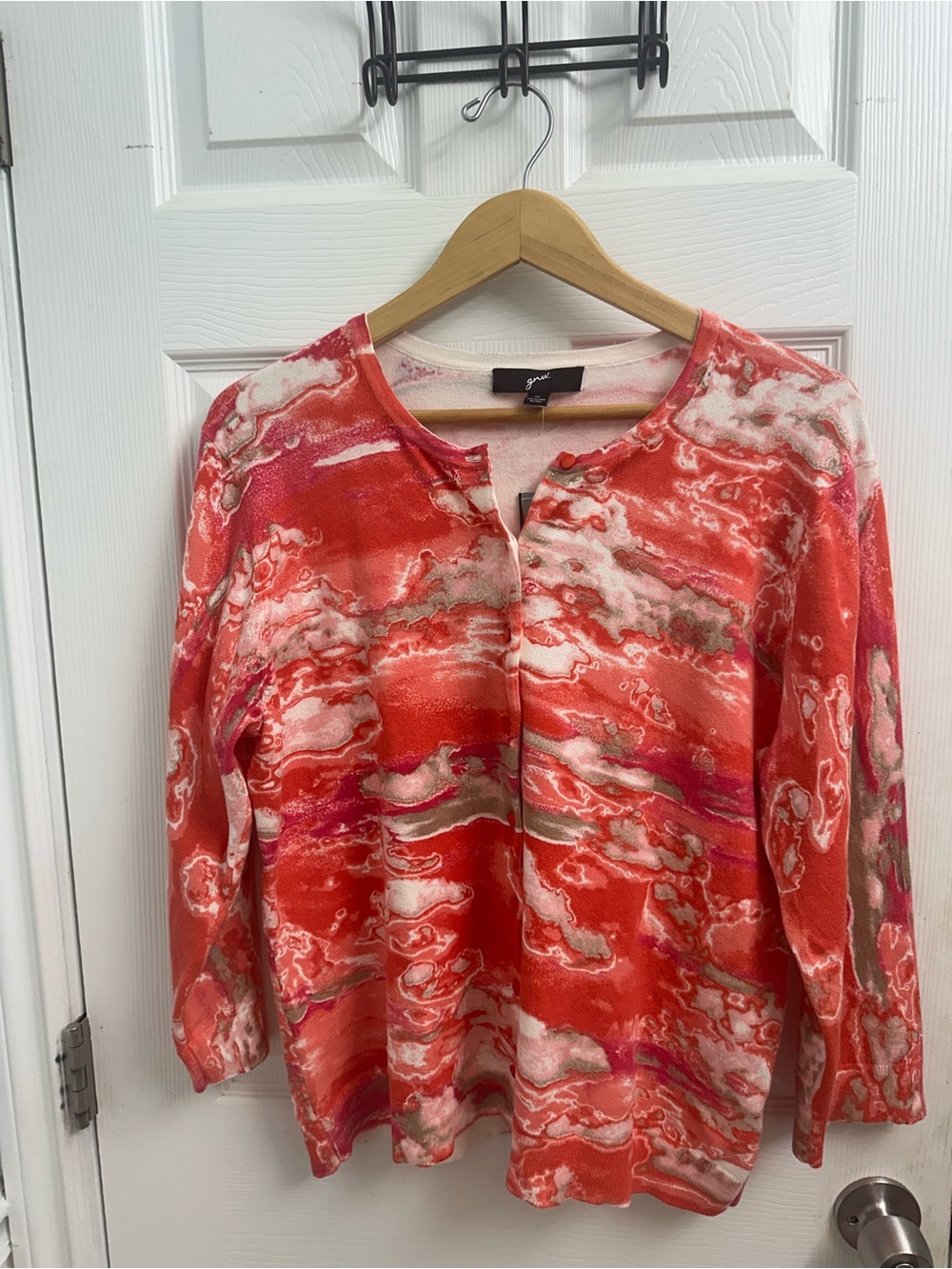 NWT Marble-Print Coral Long Sleeve  Sweater by gnw